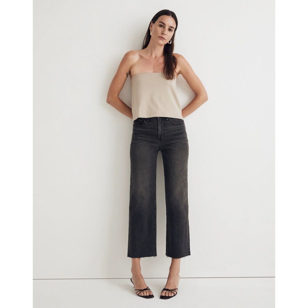 Madewell The Perfect Vintage Wide-Leg Crop Jean Benley Wash Size 28 6 Raw Hem
